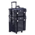 2 in 1 Rolling Makeup Train Case Cosmetic Organizer with Storage Drawers W256294