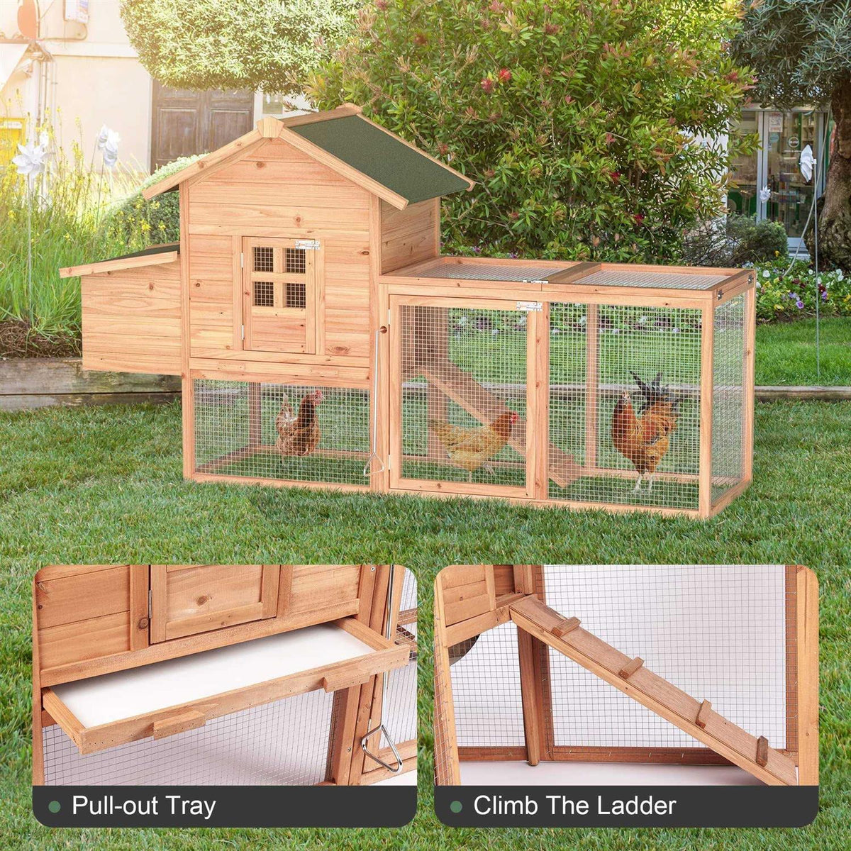 Large Wooden Chicken Coop with Ventilation P529