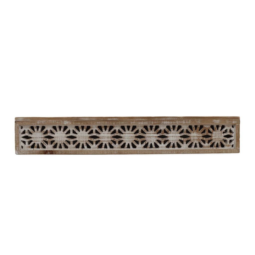 Hand-Carved Wooden Floral-Patterned Floating Wall Shelf X672473