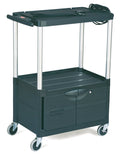 Black Three-Shelf AV Cart with Cabinet W6661