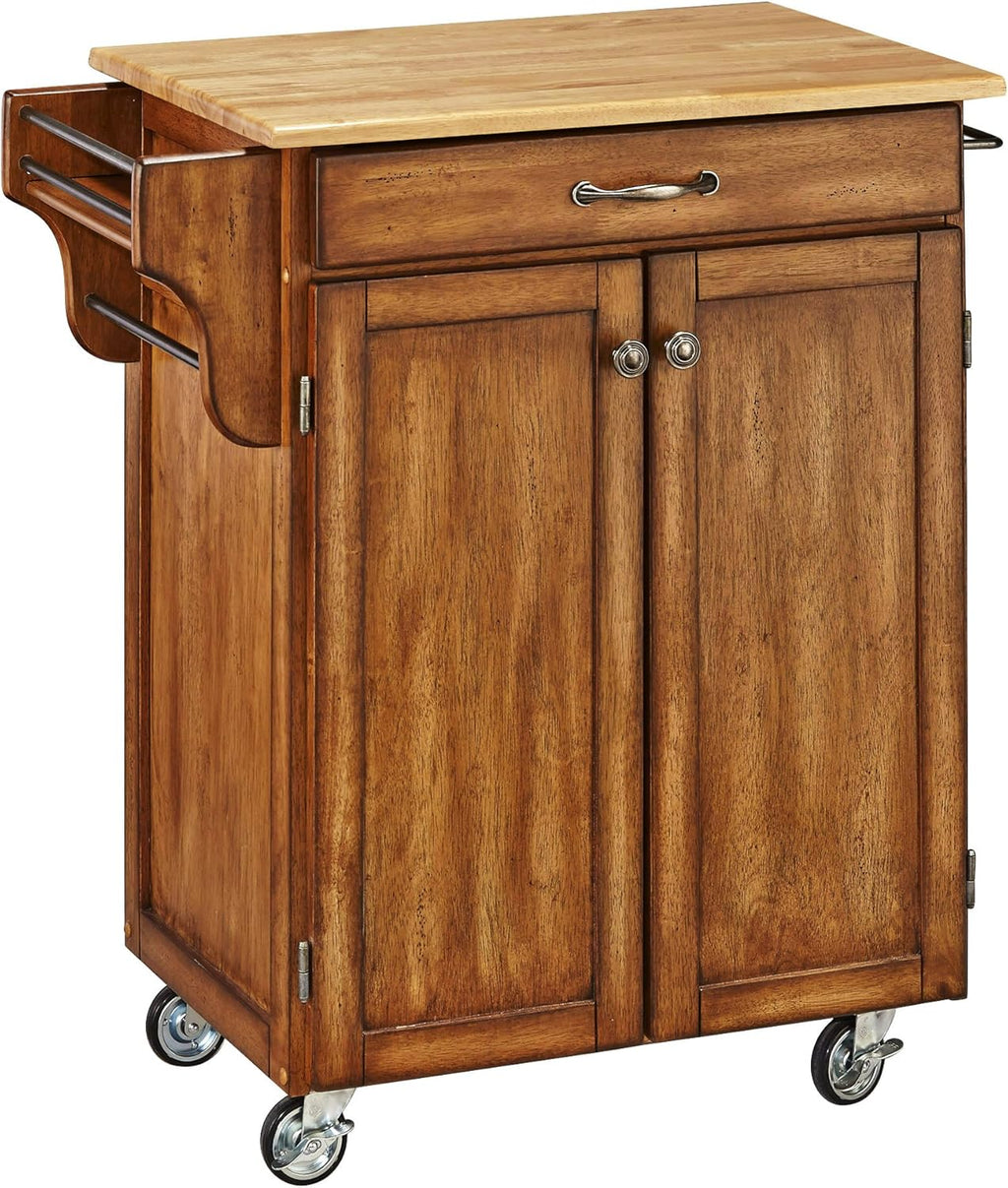 Cherry 2 Door Kitchen Cart with Oak Top V734393