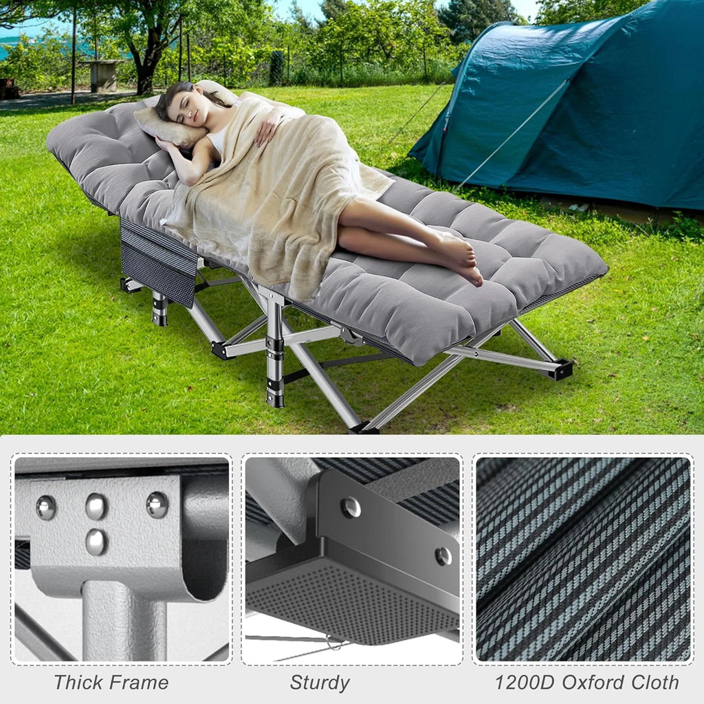 2 Pack Folding Camping Cot with Mattress and Carry Bag G4994
