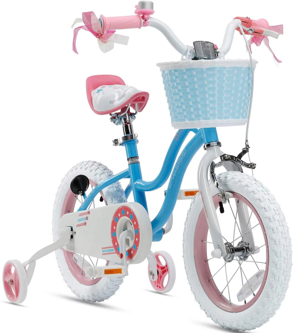 16 In. Blue Kids Bike with Basket Training Wheels Kickstand E365380