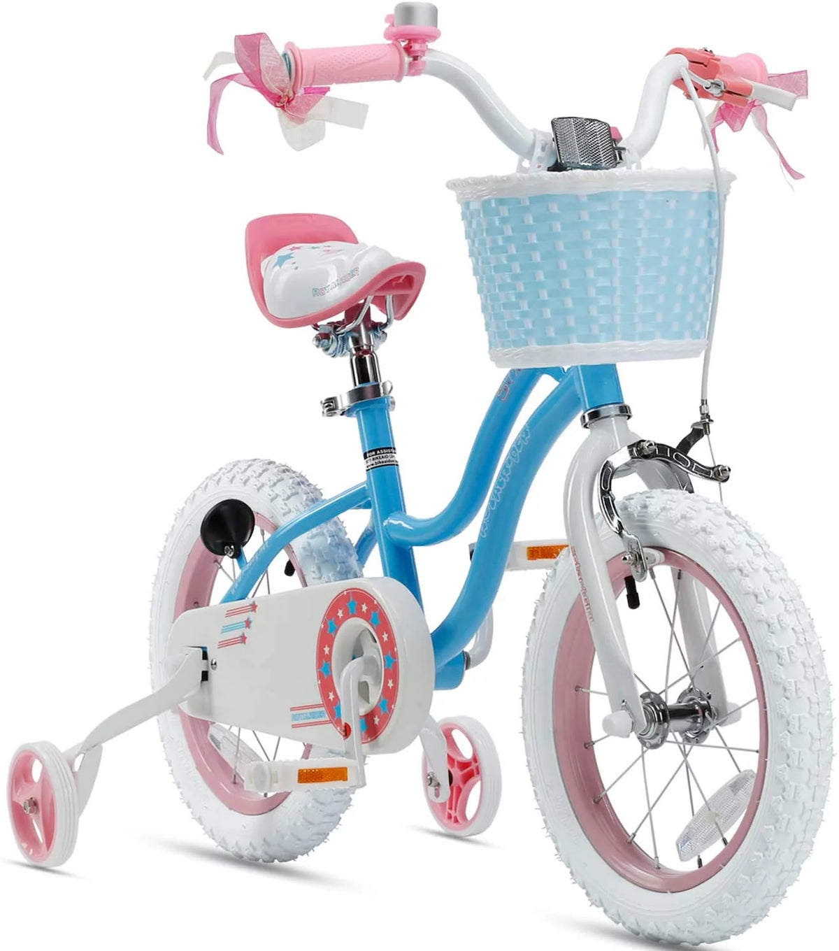 16 In. Blue Kids Bike with Basket Training Wheels Kickstand E365380