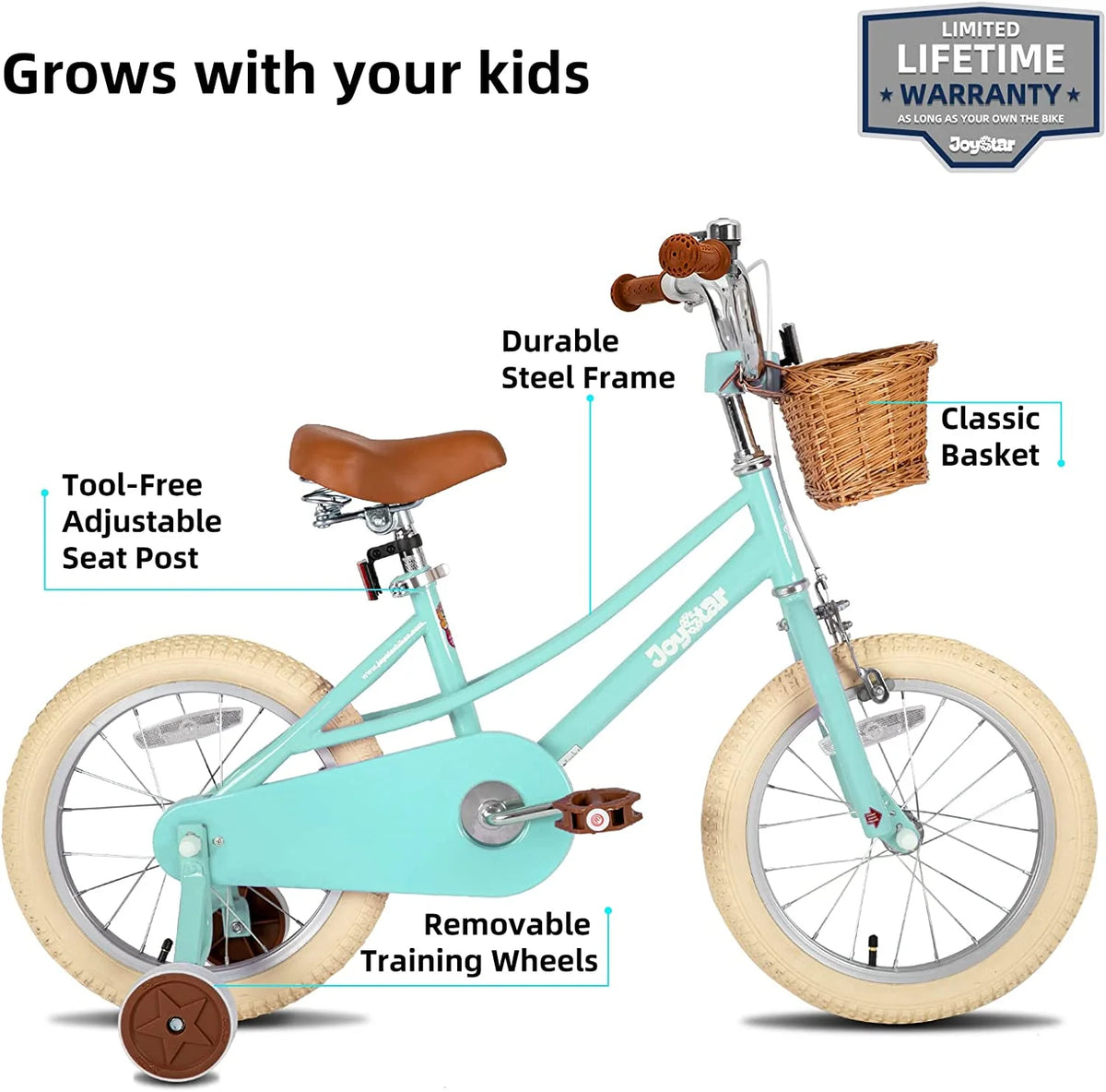 Kids Bike with Training Wheels & Basket N10495