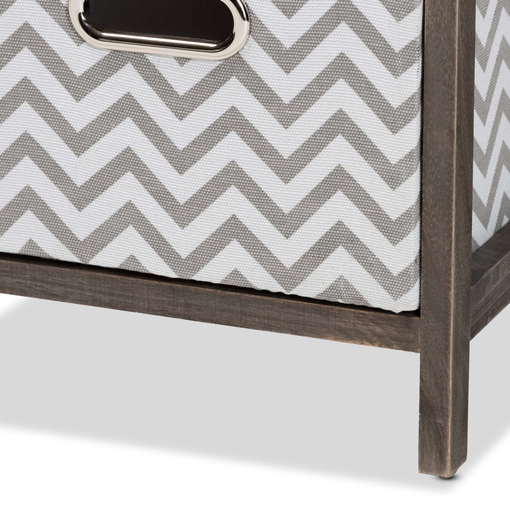 Grey and White Fabric 4-Basket Tallboy Storage Unit Q399368