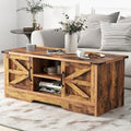 White Coffee Table with Barn Doors B261946