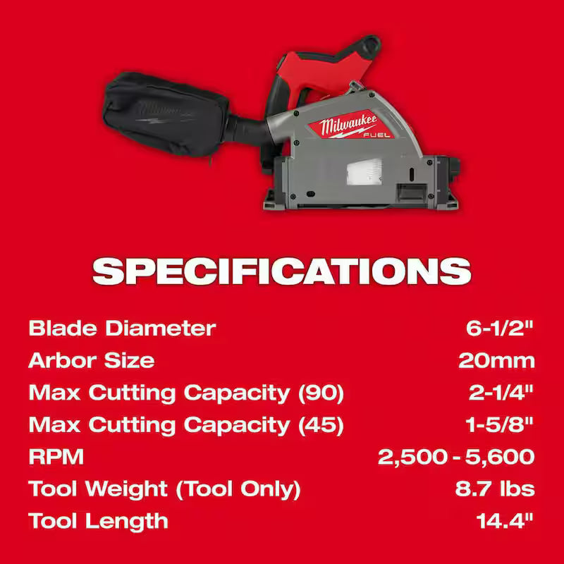 18V Brushless Cordless 6-1/2 in. Plunge Track Saw Kit with Guide Rail O6100
