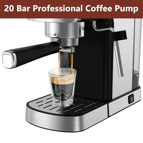 20 Bar Stainless Steel Espresso Machine with Steam Milk Frother K714689