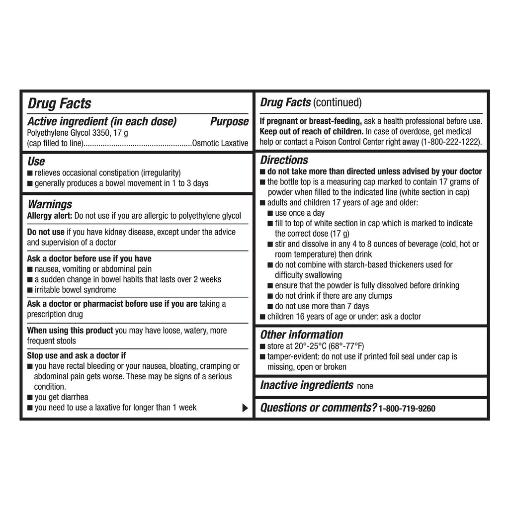 Polyethylene Glycol 3350 Powder for Solution Unflavored 30 Doses H183