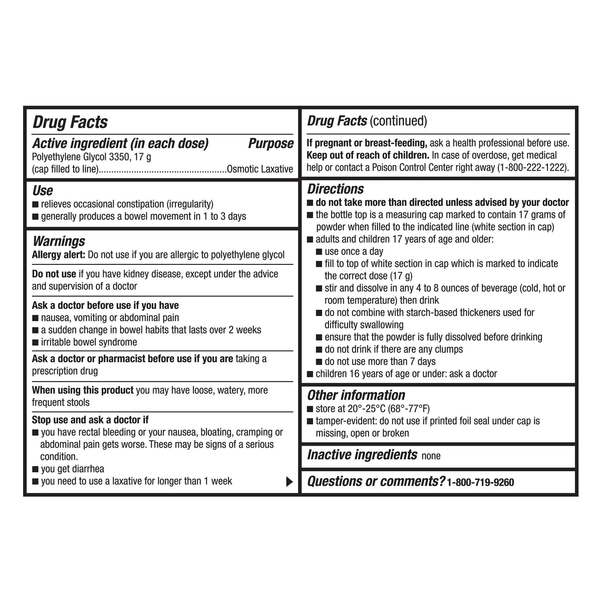 Polyethylene Glycol 3350 Powder for Solution Unflavored 30 Doses H183