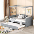 Gray Wooden Canopy Bed with Trundle S475