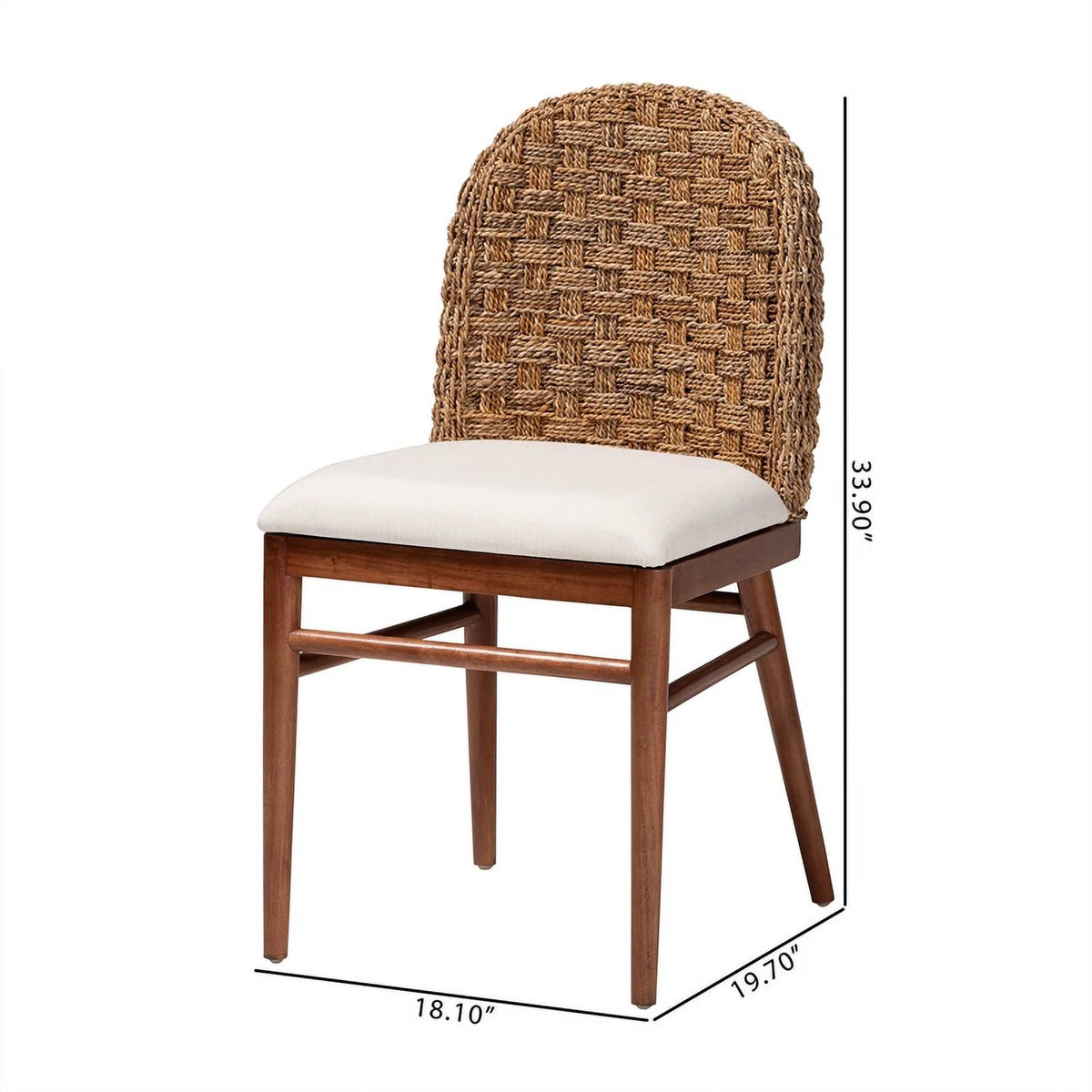 Brown Acacia Wood Seagrass Dining Chair Set of 2 N95426