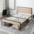 Metal Platform Bed with Wood Headboard and Footboard K21991