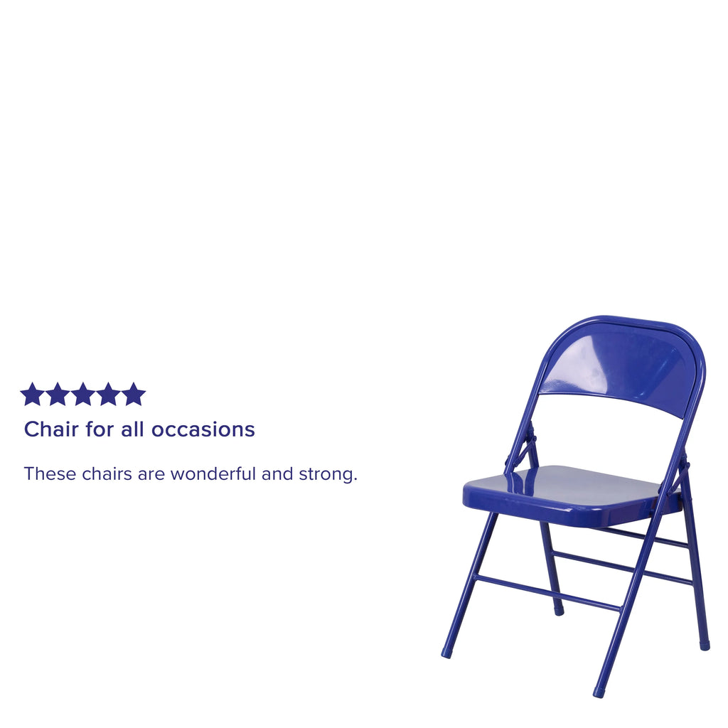 Cobalt Blue Metal Folding Chair S2307