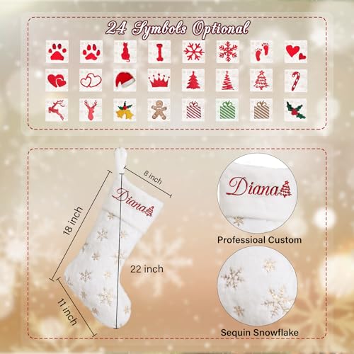 White 1 Pack Large Faux Fur Christmas Stockings O1236