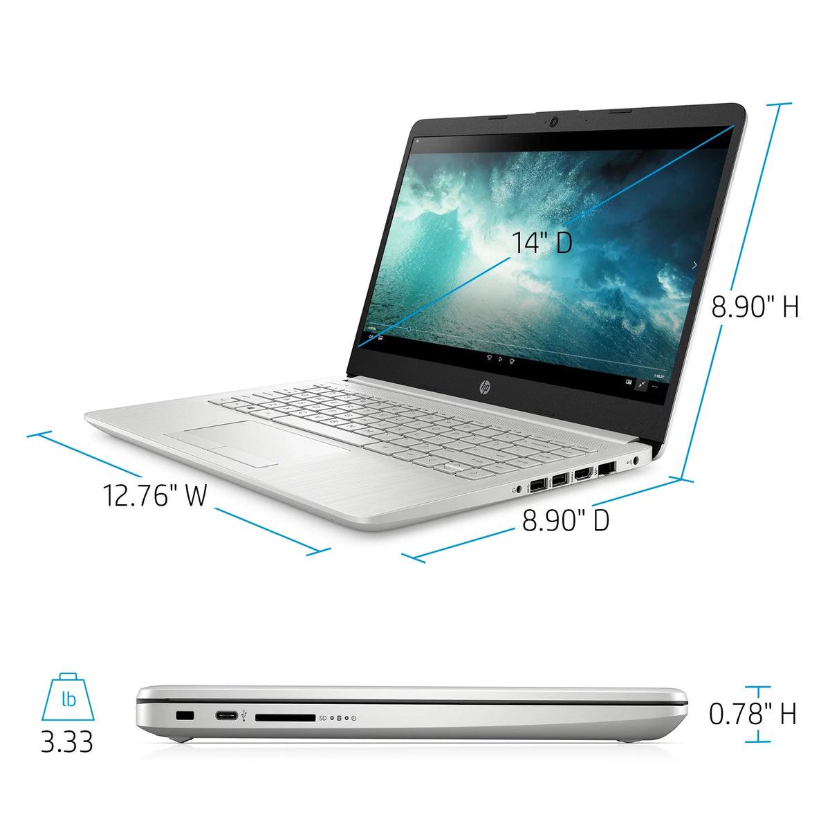 14" FHD AMD Ryzen 3 4GB RAM 1TB HDD Silver Windows 10 Z237808