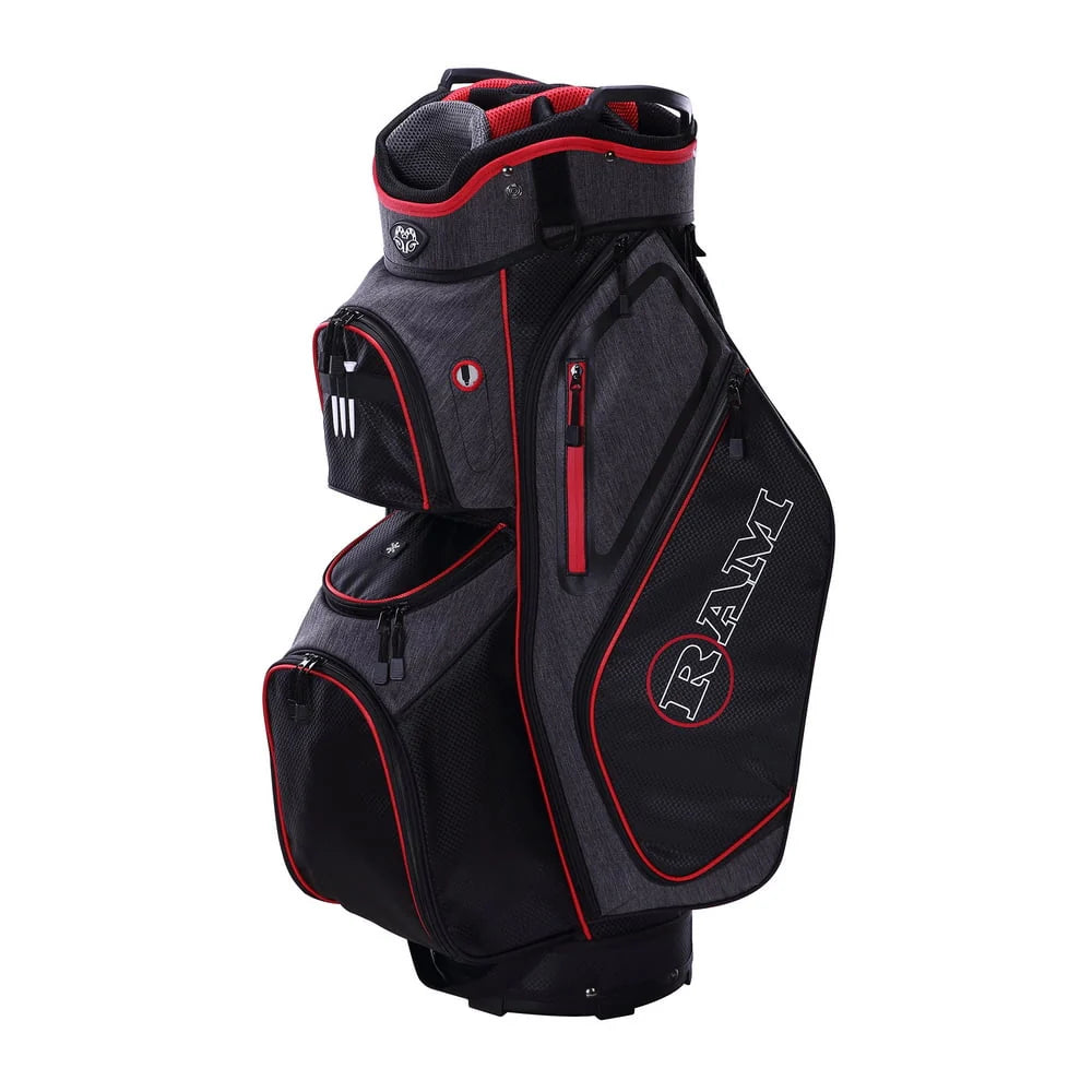 Golf Cart Bag with 14 Way Dividers Black Red T995