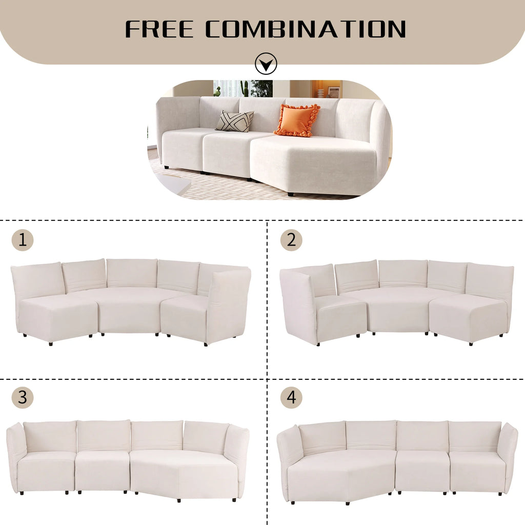 Beige 3 Seater Polyester Sofa G4223