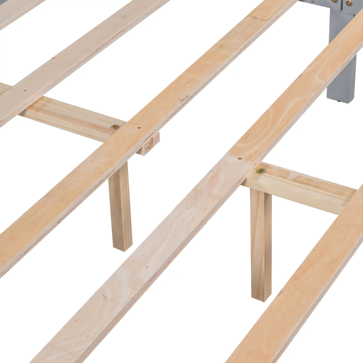 Gray Pine Wood Full Size Platform Bed Frame with Headboard and Drawers G955129