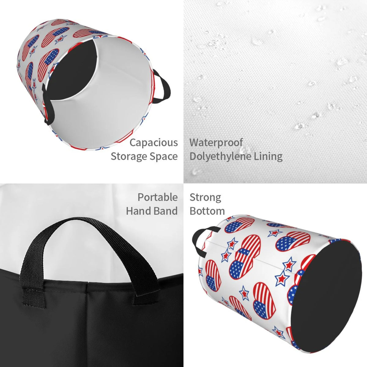 Round Waterproof Collapsible Laundry Basket U483446