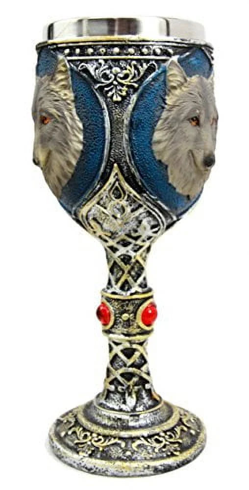 Gray Wolf Celtic Tribal Wine Chalice Goblet Cup W879