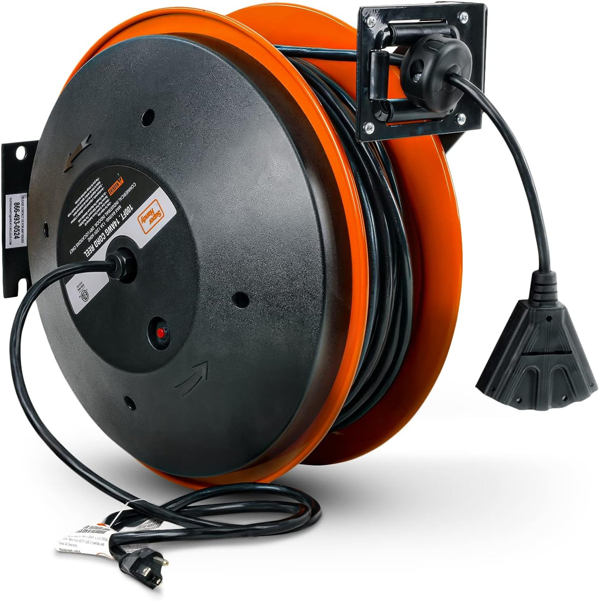 Retractable 14AWG x 100' Extension Cord Reel E439