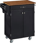 Cherry 2 Door Kitchen Cart with Oak Top V734393