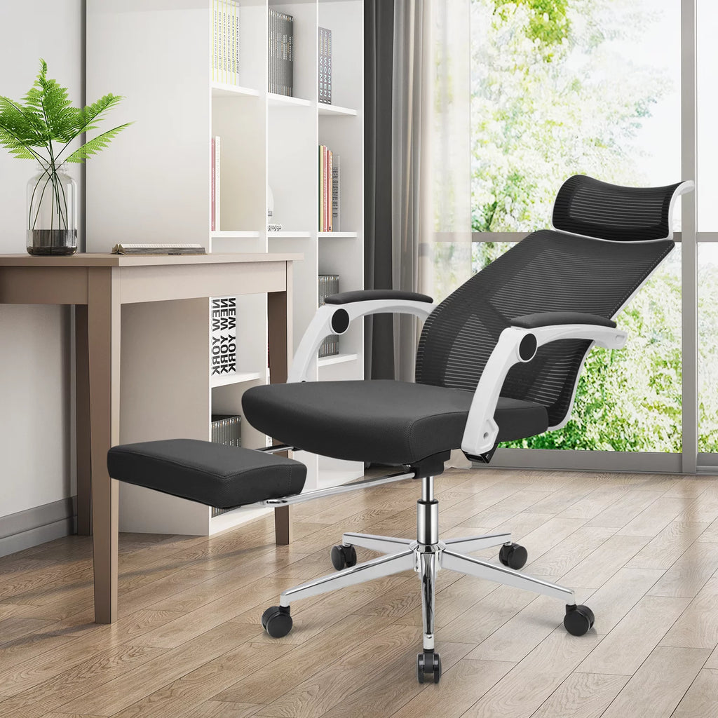 Black Ergonomic High Back Mesh Office Chair with Headrest & Footrest Y412936