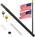 25ft Telescoping Aluminum Flag Pole Kit with 3x5 American Flag Y456