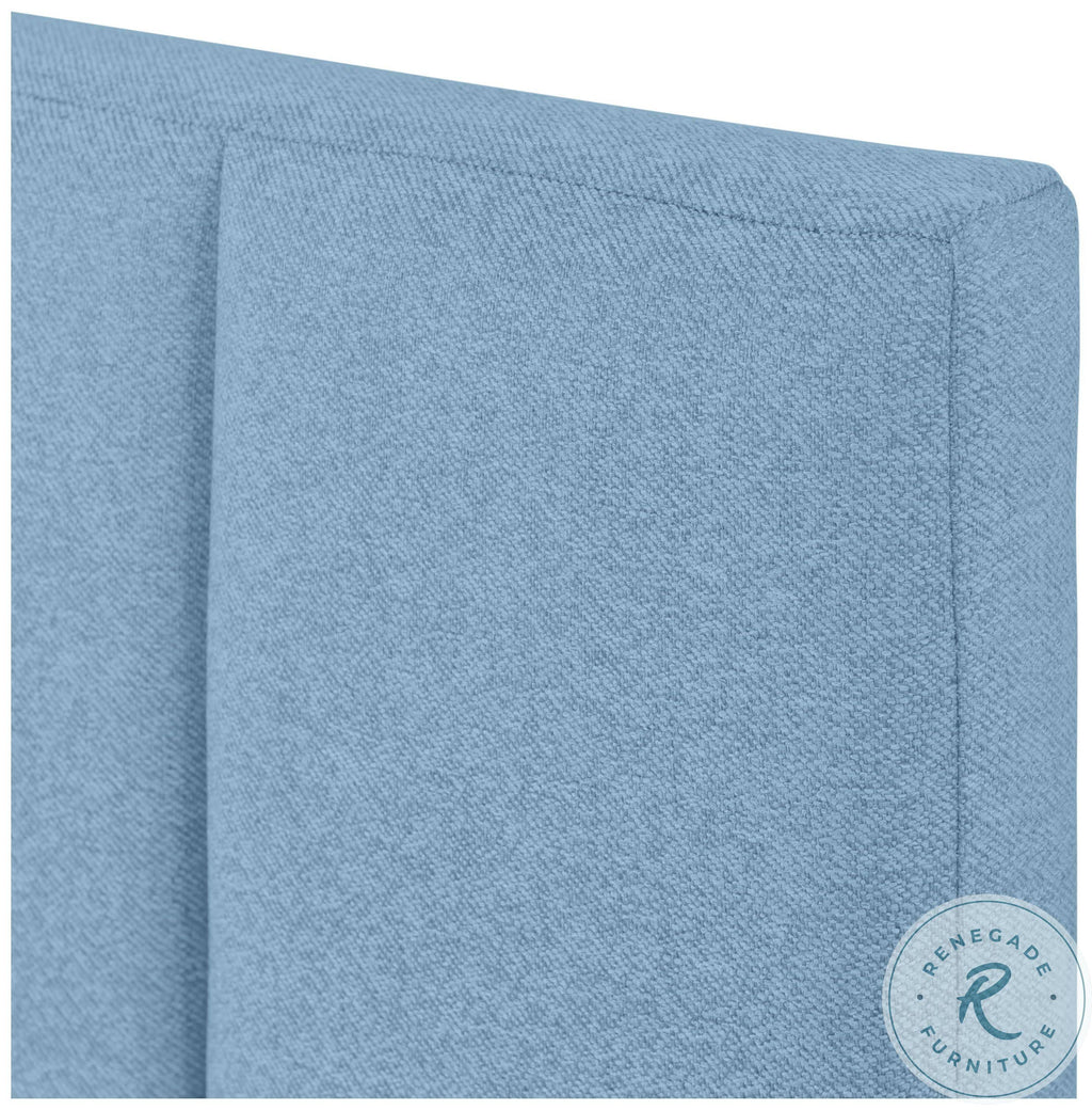 Blue Fabric Vertical Channel Twin Headboard R16465