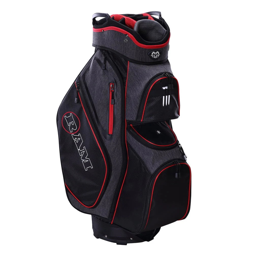 Golf Cart Bag with 14 Way Dividers Black Red T995