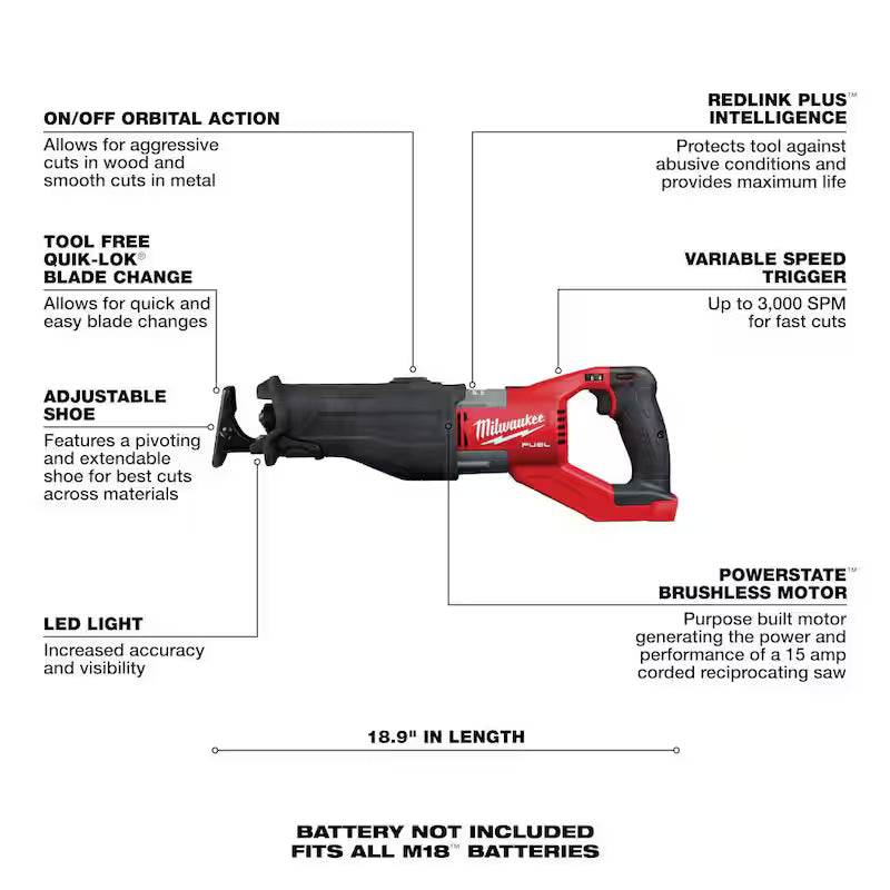 18V Lithium-Ion Brushless Cordless Reciprocating Saw & Bandsaw T983