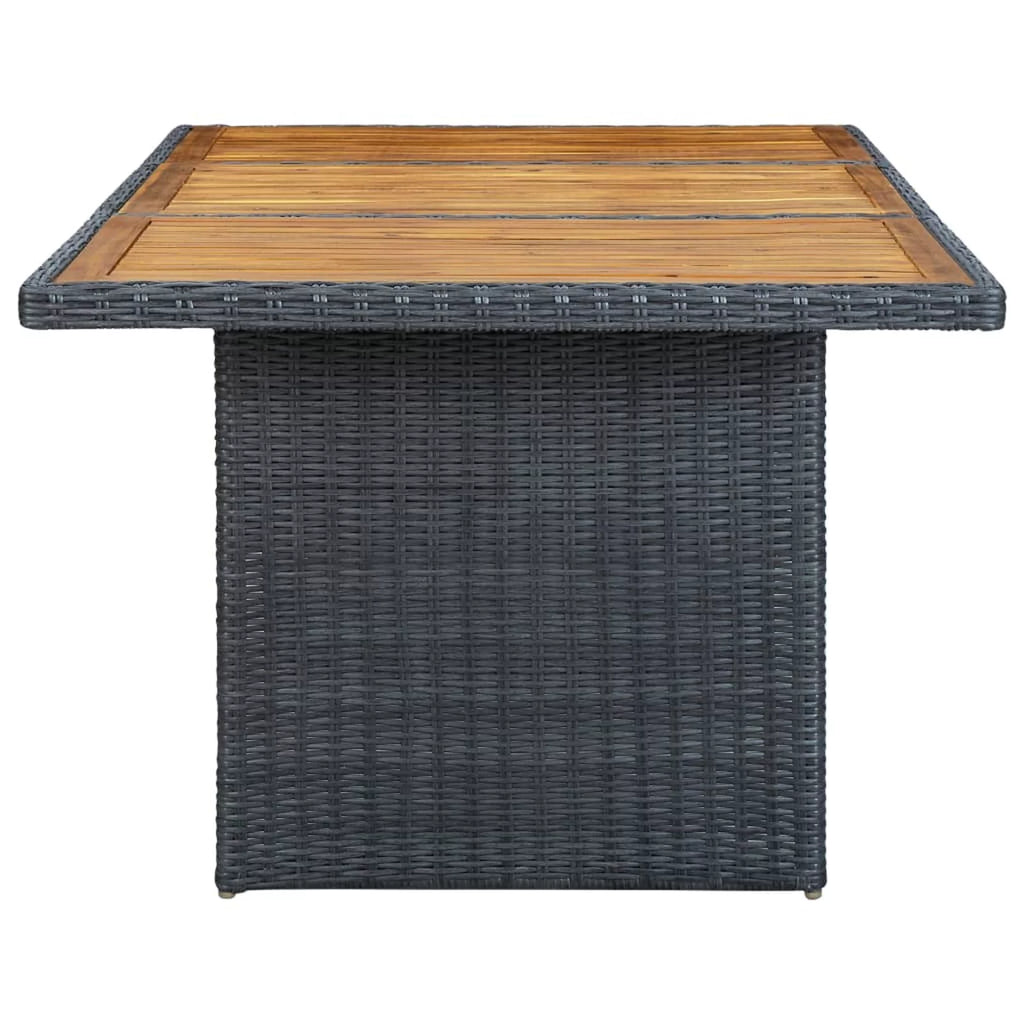 Acacia Wood Top Poly Rattan Outdoor Dining Table C99867