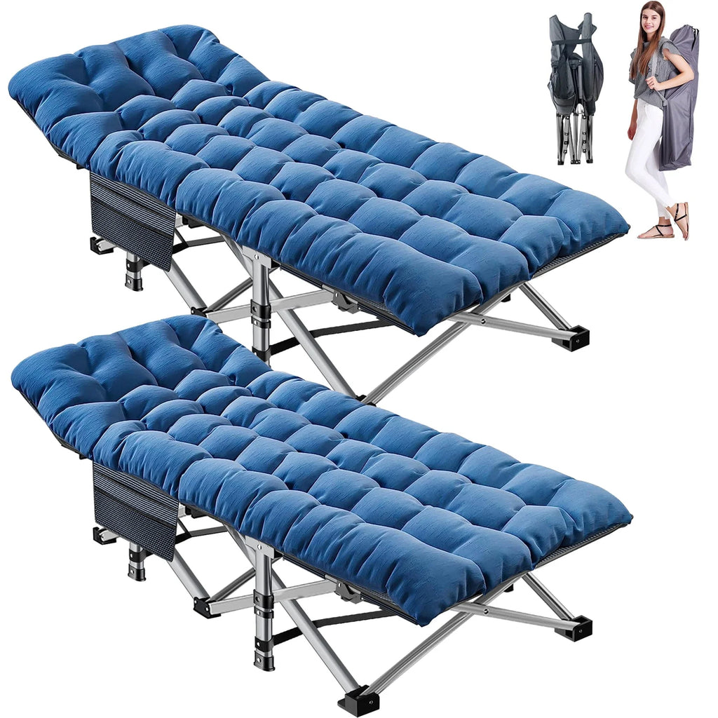 2 Pack Folding Camping Cot with Mattress and Carry Bag G4994