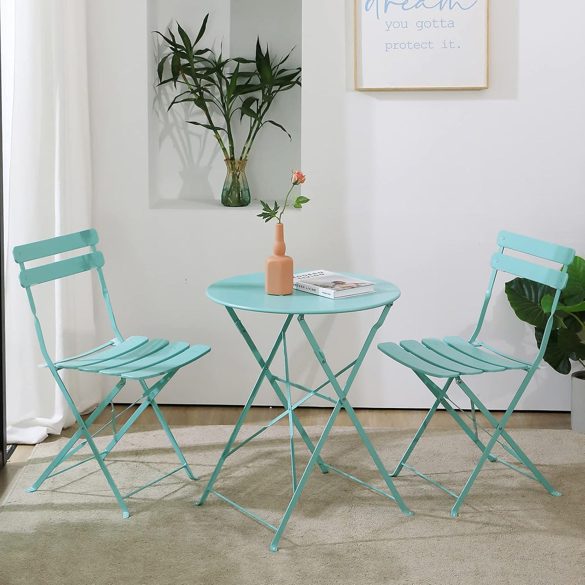 3-Piece Steel Patio Bistro Set Navy Blue Z3538