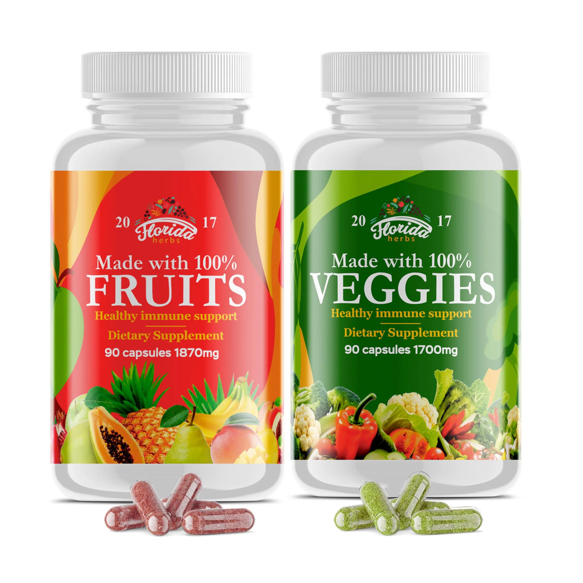 90 Fruit and 90 Veggie Capsules Vegan Supplement A6721