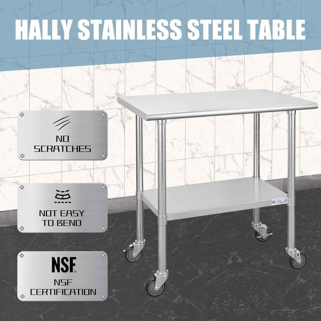 Stainless Steel Table 30 x 48 Inches with Caster Wheels X577361