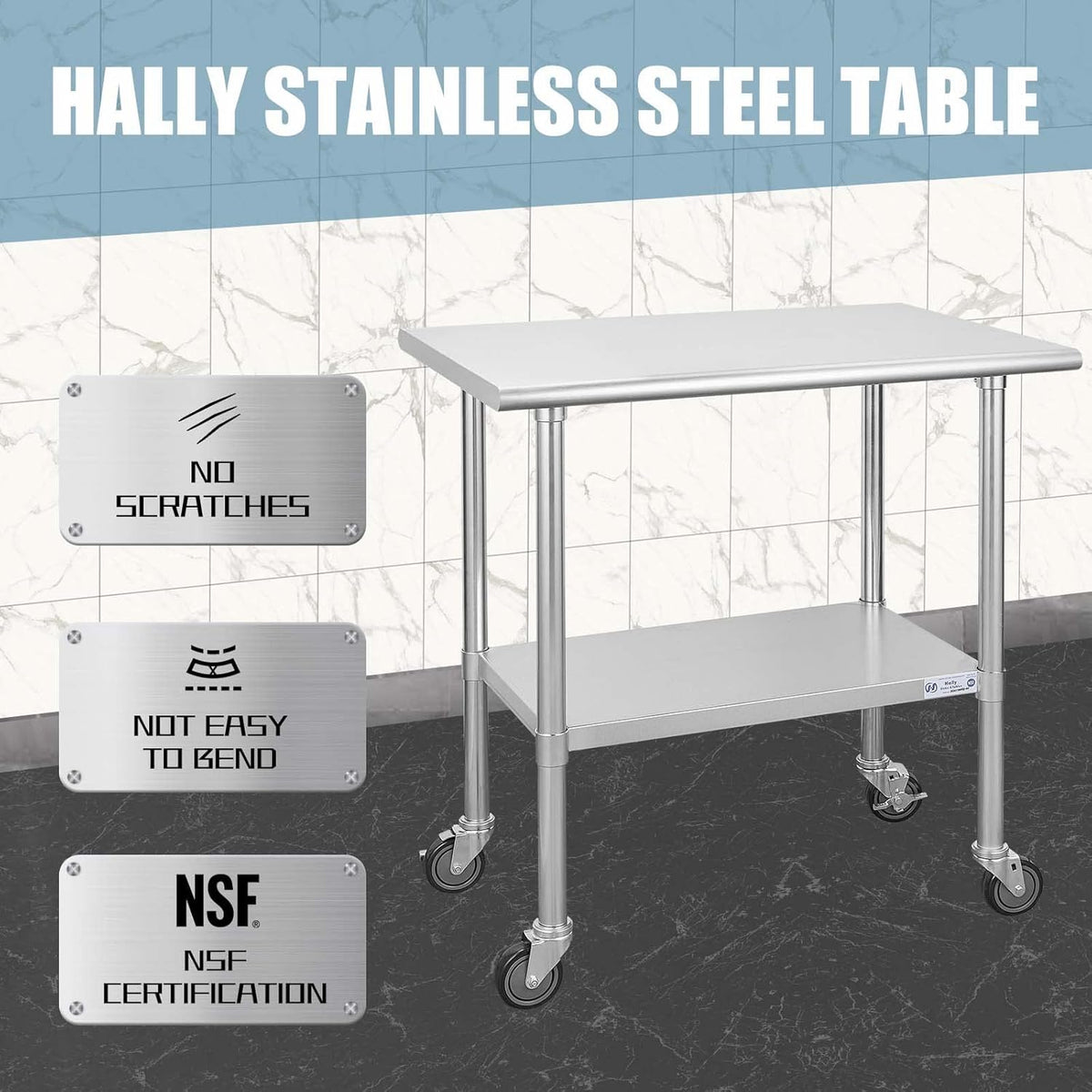 Stainless Steel Table 30 x 48 Inches with Caster Wheels X577361