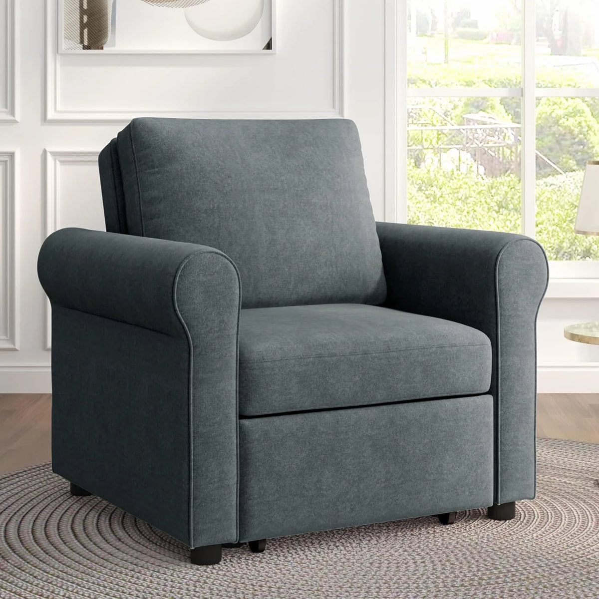 Dark Blue Convertible Sleeper Chair Bed T11593