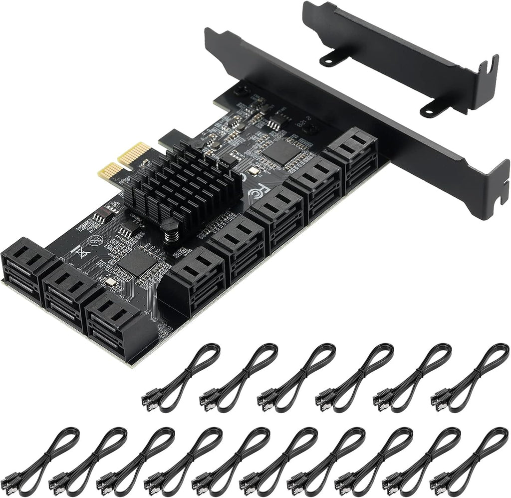1X PCIE SATA Card 16 Ports with 16 SATA Cables L364