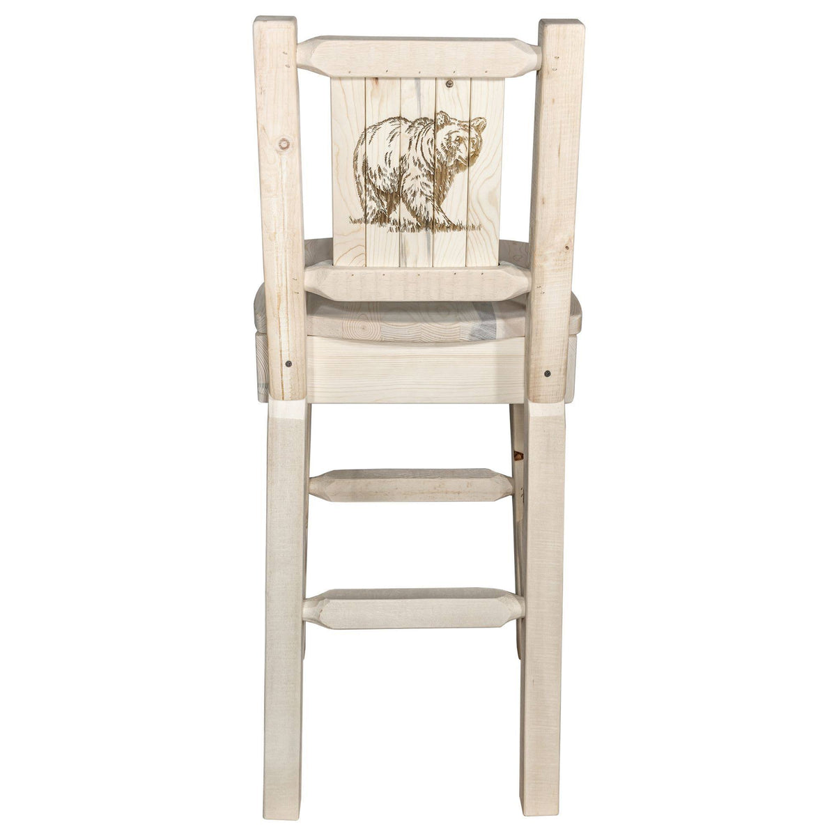 Counter Height Back Barstool with Bear Design G18998