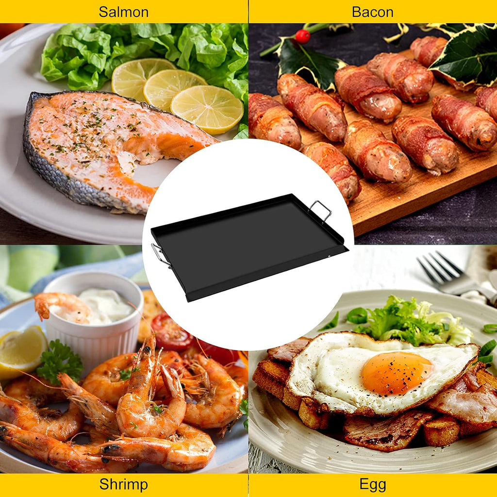Carbon Steel Griddle, 16 x 37 Flat Top Plate with 2 Handles R596