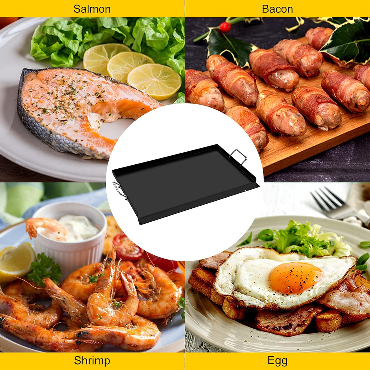 Carbon Steel Griddle, 16 x 37 Flat Top Plate with 2 Handles R596