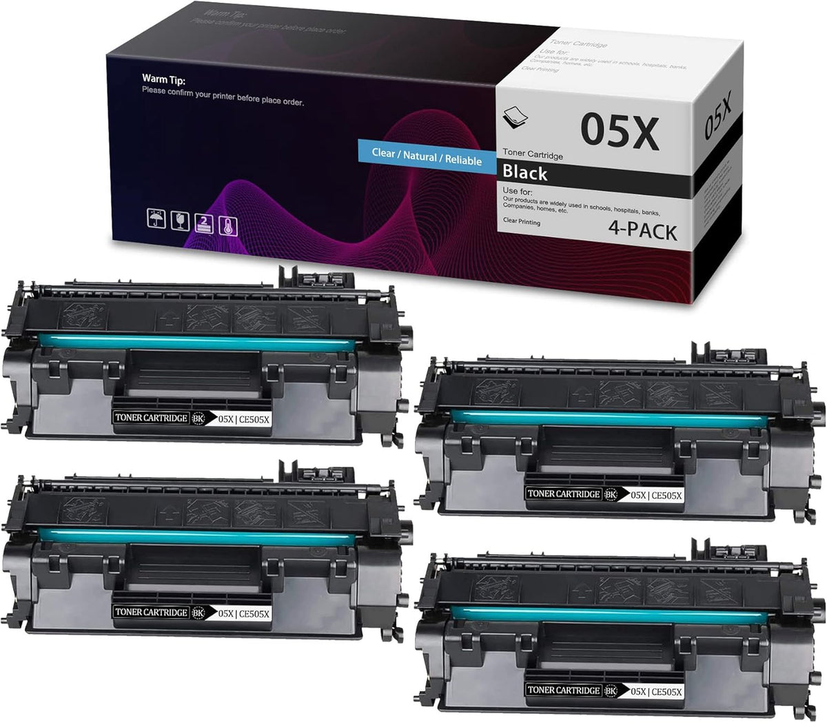 Compatible Toner Cartridge Replacement (Black, 4-Pack) T720090