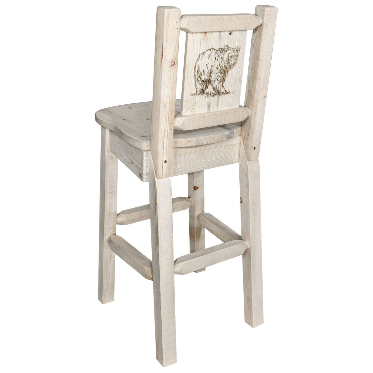 Counter Height Back Barstool with Bear Design G18998