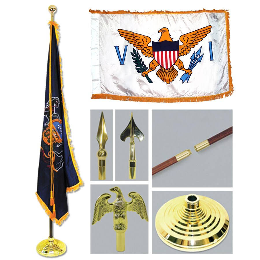 Virgin Islands Flag with Flagpole, Base, and Tassel M753704