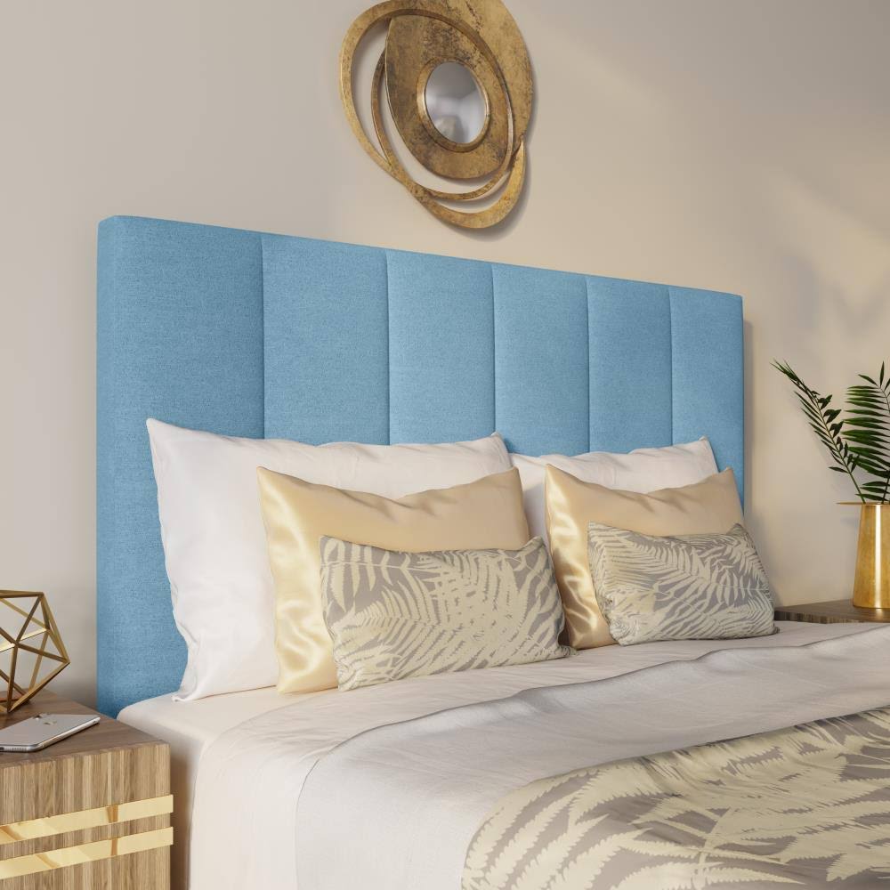 Blue Fabric Vertical Channel Twin Headboard R16465