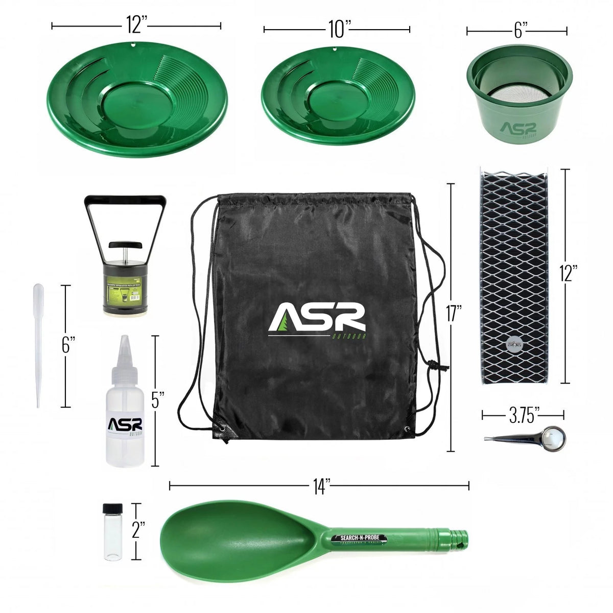 14pc Portable Gold Panning Kit with Backpack and Sluice Box L2818