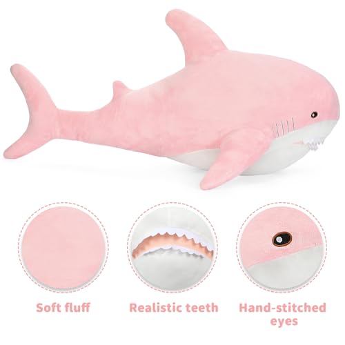 Pink 32in Shark Plush Toy L7681